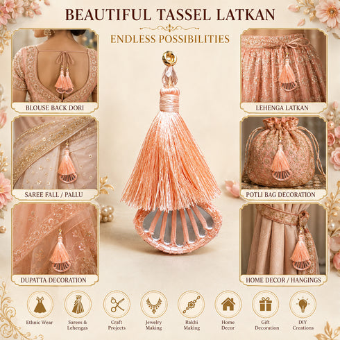 Peach Handmade Ethnic Latkan Tassel Pack of 2 for Saree, Blouse & Lehenga | Craft Shop India