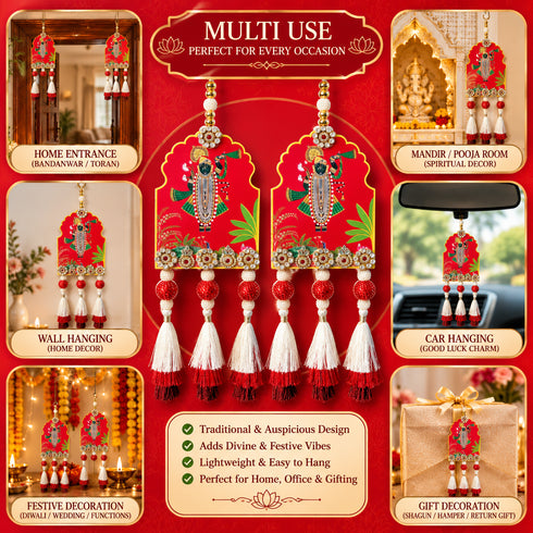 Pichwai Shrinath Ji Hanging Pair for Mandir, Home Entrance & Festive Décor | Craft Shop India