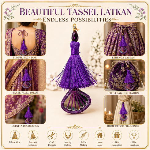 Purple Mirror Handmade Ethnic Latkan Tassel Pack of 2 for Saree, Blouse & Lehenga | Craft Shop India