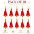 Carrot Red Silk Hanging Tassels with Golden Cutdana Beads for Saree Pallu, Blouse, Lehenga, Dupatta, DIY Art & Craft Decoration | Pack of 10 | Craft Shop India