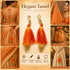 Orange Silk Hanging Tassels with Golden Cutdana Beads for Saree Pallu, Blouse, Lehenga, Dupatta, DIY Art & Craft Decoration | Pack of 10 | Craft Shop India