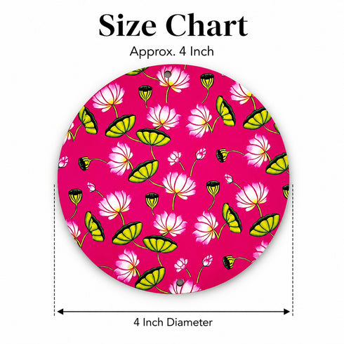 Rani Pink Pichwai Lotus Round Cutout Pack of 10 | Wall Hanging Decoration | Craft Shop India