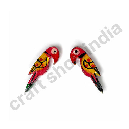 Red Parrot Wooden Miniature Small Size
