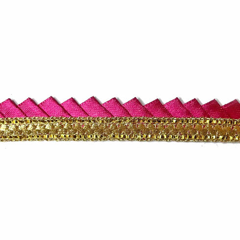 Rani Pink Color Satin Ribbon Samosa Lace - ( 9mtr )