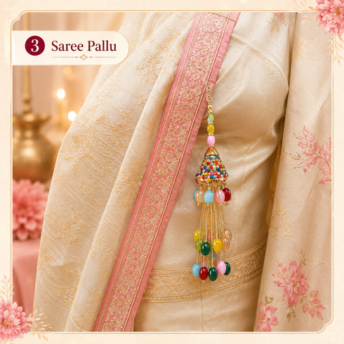 Ethnic Multicolor Glass Beads Latkan Tassel Pack of 2 for Saree Pallu, Blouse, Suits, Dupatta & Lehenga | Craft Shop India