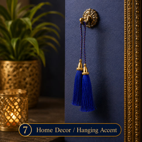 Royal Blue Tassel with Cord Rope Pack of 2 for Saree Pallu, Blouse & Lehenga | Craft Shop India