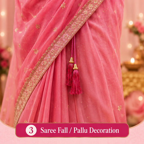 Rani Pink Tassel with Cord Rope Pack of 2 for Saree, Blouse, Lehenga & Dupatta | Craft Shop India