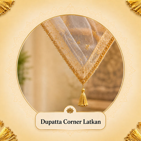 Metallic Golden Fancy Silk Tassels with Zari Bead Thread Latkan Pack of 10 | Craft Shop India