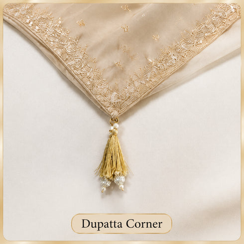 Golden Silk Hanging Tassels with Silver Cutdana Beads for Saree Pallu, Blouse, Lehenga, Dupatta, DIY Craft & Decoration | Pack of 10 | Craft Shop India