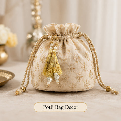 Golden Silk Hanging Tassels with Silver Cutdana Beads for Saree Pallu, Blouse, Lehenga, Dupatta, DIY Craft & Decoration | Pack of 10 | Craft Shop India