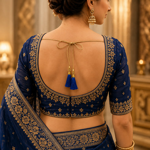 Royal Blue Silk Thread Tassel Latkan with Golden Bead Cluster for Suit, Kurti, Gown, Saree, Blouse, Dupatta, Lehenga, Jewelry & DIY Art & Craft | Pack of 10 | Craft Shop India