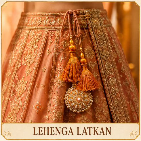Orange Mirror Work Round Latkan Tassel Set of 2 for Saree Pallu, Blouse, Dupatta & Lehenga | Craft Shop India