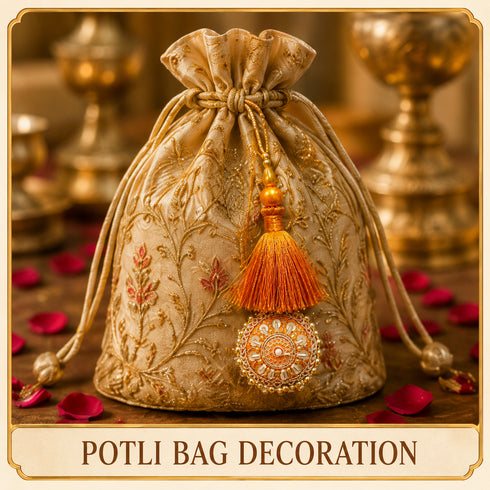 Orange Mirror Work Round Latkan Tassel Set of 2 for Saree Pallu, Blouse, Dupatta & Lehenga | Craft Shop India