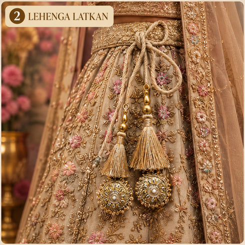 Golden Mirror Work Round Latkan Tassel Set of 2 for Saree Pallu, Blouse, Dupatta, Lehenga & DIY Craft Decoration | Craft Shop India