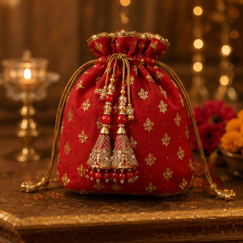 Red Ethnic Nalki Cone Latkan Tassel Pack of 2 for Saree, Blouse & Lehenga | Craft Shop India