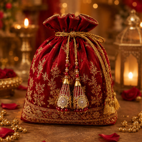 Maroon Ethnic Nalki Cone Latkan Tassel Pack of 2 for Saree, Blouse & Lehenga | Craft Shop India