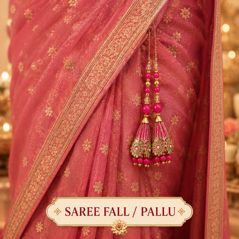 Pink Ethnic Nalki Cone Latkan Tassel Pack of 2 for Saree, Blouse & Lehenga | Craft Shop India