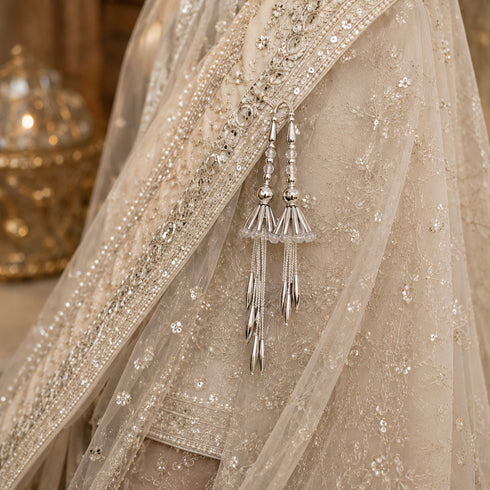 Silver Pipe Handmade Ethnic Latkan Tassel Set of 2 for Saree, Blouse & Lehenga | Craft Shop India