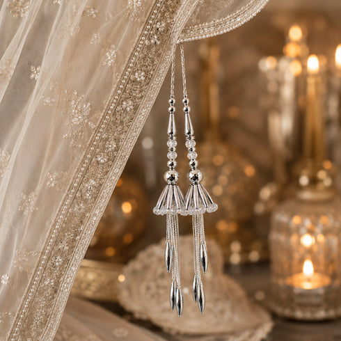 Silver Pipe Handmade Ethnic Latkan Tassel Set of 2 for Saree, Blouse & Lehenga | Craft Shop India