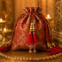 Red Embroidered Triangle Potli Latkan Tassel Set of 2 for Saree, Blouse & Lehenga | Craft Shop India