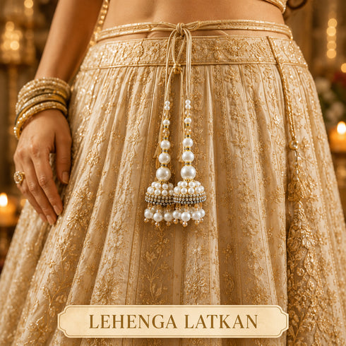 Ivory Pearl Single Jhumki Handmade Latkan Tassel Set of 2 for Saree, Blouse & Lehenga | Craft Shop India