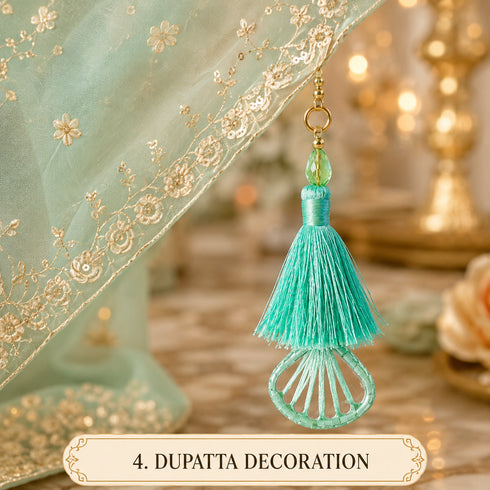Sea Green Mirror Handmade Ethnic Latkan Tassel Pack of 2 for Saree, Blouse & Lehenga | Craft Shop India