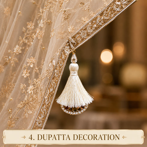 Cream Mirror Handmade Ethnic Latkan Tassel Pack of 2 for Saree, Blouse & Lehenga | Craft Shop India