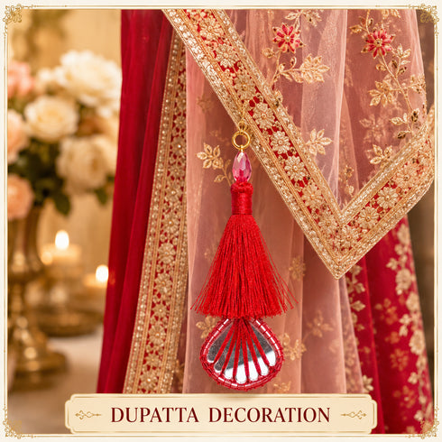 Red Mirror Handmade Ethnic Latkan Tassel Pack of 2 for Saree, Blouse & Lehenga | Craft Shop India