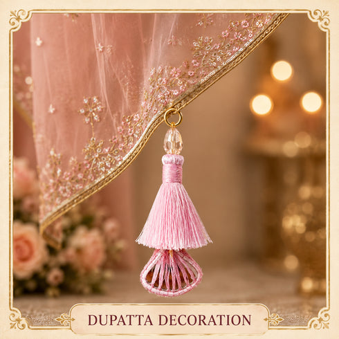Baby Pink Mirror Handmade Ethnic Latkan Tassel Pack of 2 for Saree, Blouse & Lehenga | Craft Shop India