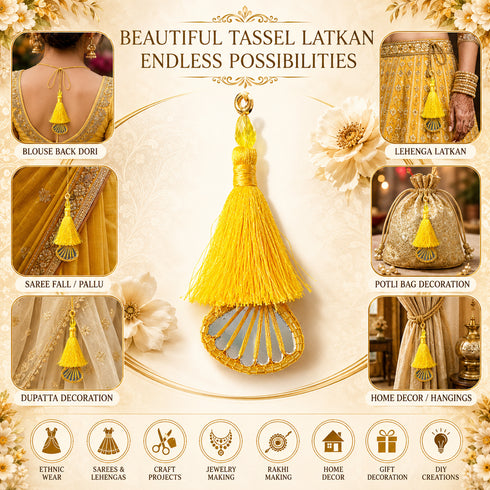 Yellow Mirror Handmade Ethnic Latkan Tassel Pack of 2 for Saree, Blouse & Lehenga | Craft Shop India