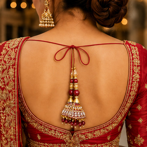 Maroon Ethnic Nalki Cone Latkan Tassel Pack of 2 for Saree, Blouse & Lehenga | Craft Shop India