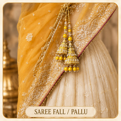 Yellow Ethnic Nalki Cone Latkan Tassel Pack of 2 for Saree, Blouse & Lehenga | Craft Shop India