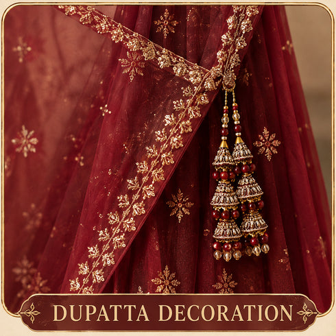 Maroon 3 Cone Ethnic Nalki Cone Latkan Tassel Pack of 2 for Saree, Blouse & Lehenga | Craft Shop India