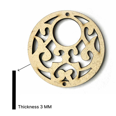 Round Shape Mdf Pendent Or Ear Ring Cutting Shape Set Of 6