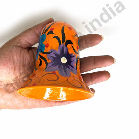 Orange Color Big Size Handpainted Bells (Set Of 2)
