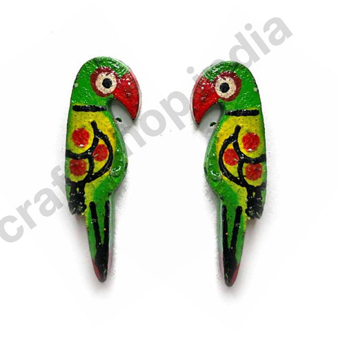 Green Parrot Wooden Miniature Small Size