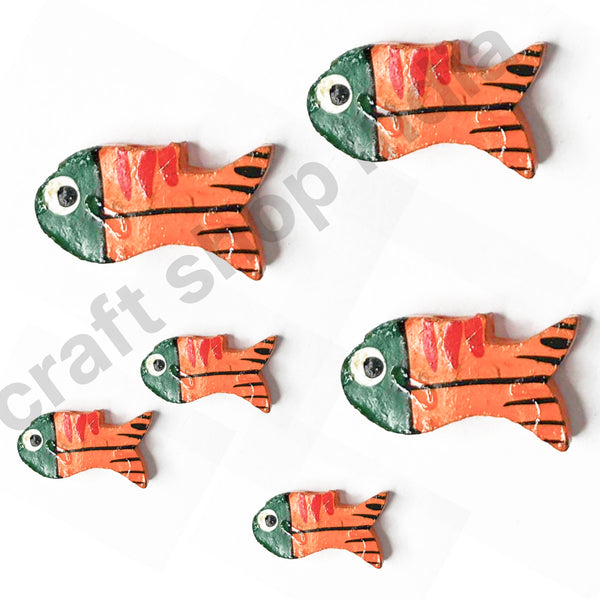 Orange Fish | Green Wooden Fish | Green Fish | Fish Miniature | Art Craft | Craft Shop India