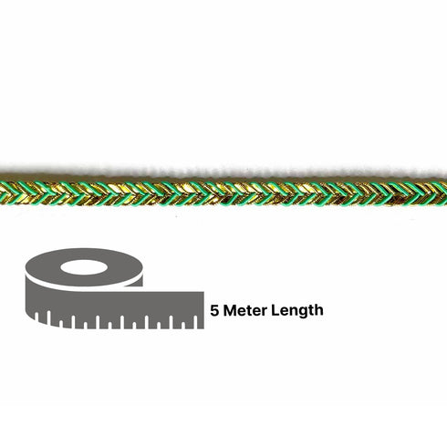 Sea Green & Golden Color Braided Lace - ( 5mtr )