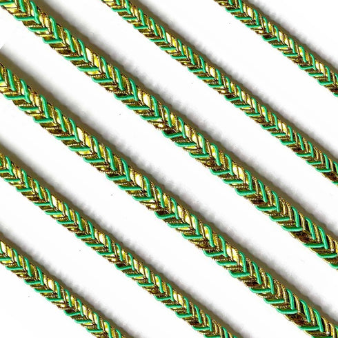 Sea Green & Golden Color Braided Lace - ( 5mtr )