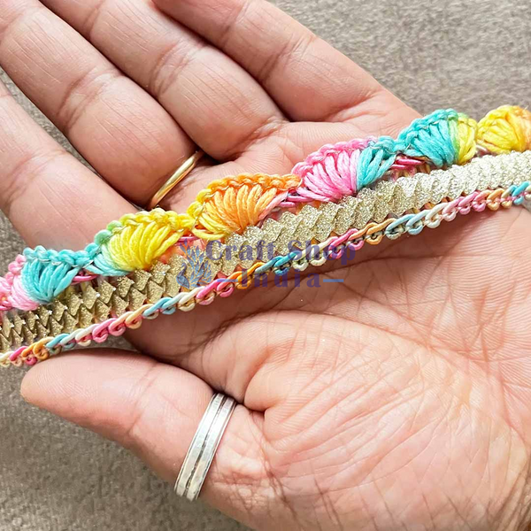 Multicolored Silk Thread Lace - ( 9mtr )