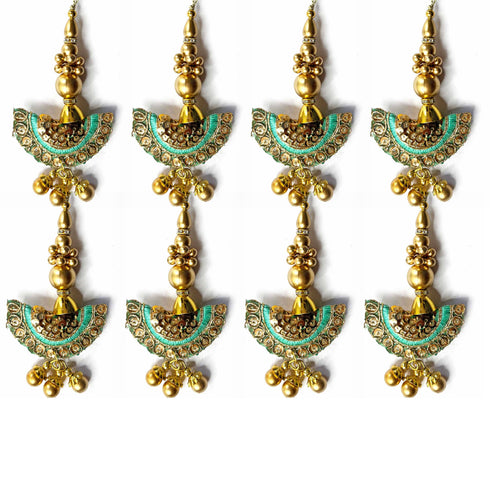 Sea Green Semi Circle Latkan Hanging Set Of 2