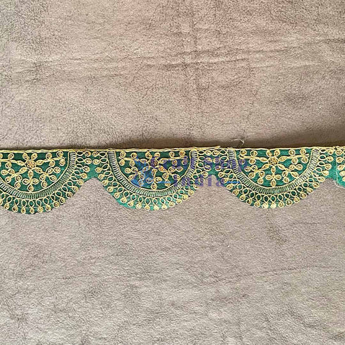 Green Color With Zari Work Semi Circle Lace & Border ( 9mtr )