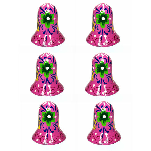 Pink Color Big Size Handpainted Bells (Set Of 2)
