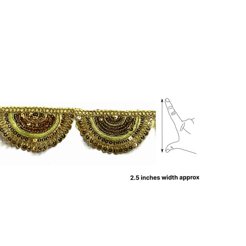 Sea Green With Zari Work Semi Circle Tissue Lace & Border ( 9mtr )