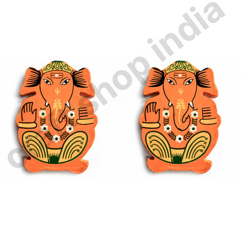 Ganpati Jee Orange Wooden Miniature