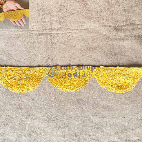 Mango Yellow Color With Zari Work Semi Circle Lace & Border ( 9mtr )