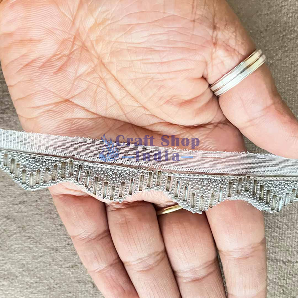 Silver Color Pipe (Nalki) Lace - 9mtr