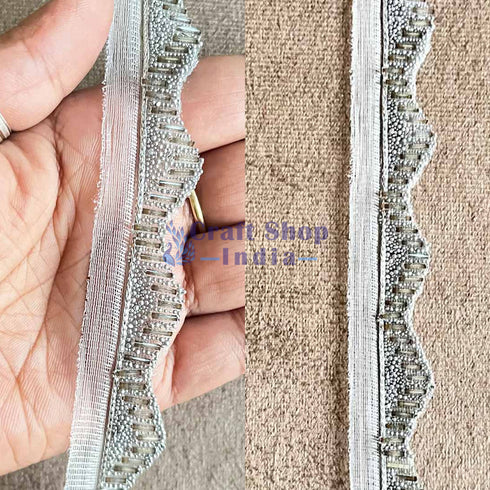 Silver Color Pipe (Nalki) Lace - 9mtr