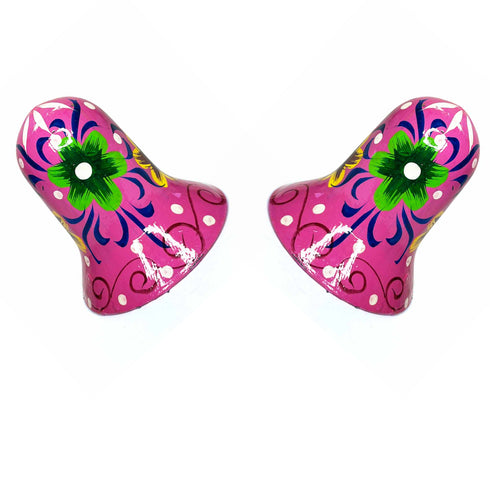 Pink Color Big Size Handpainted Bells (Set Of 2)