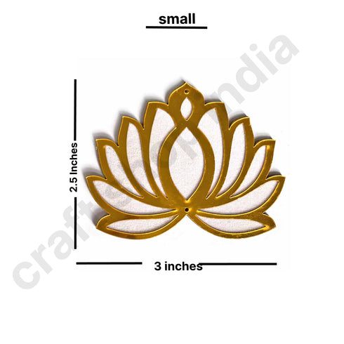 3 Different Sizes White Velvet & Golden Acrylic Lotus Set of 18